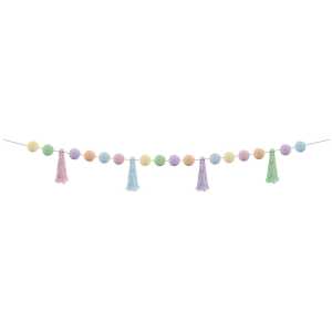 Pastel Pop Pom-Poms and Tassels Garland, 60"