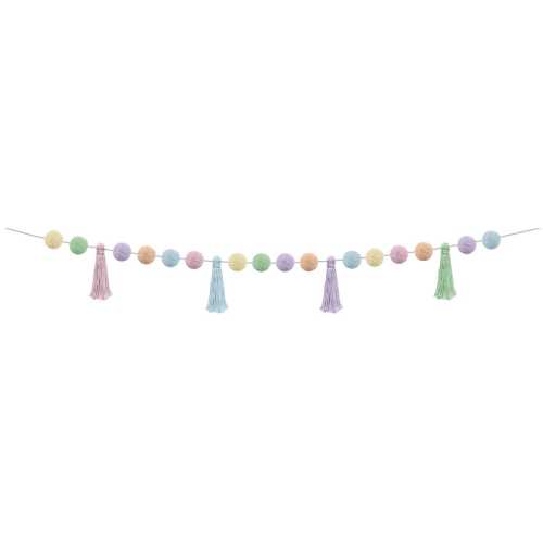 Pastel Pop Pom-Poms and Tassels Garland, 60