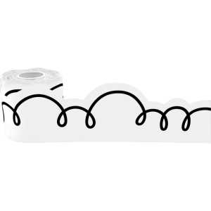 White with Black Squiggles Die-Cut Rolled Border Trim