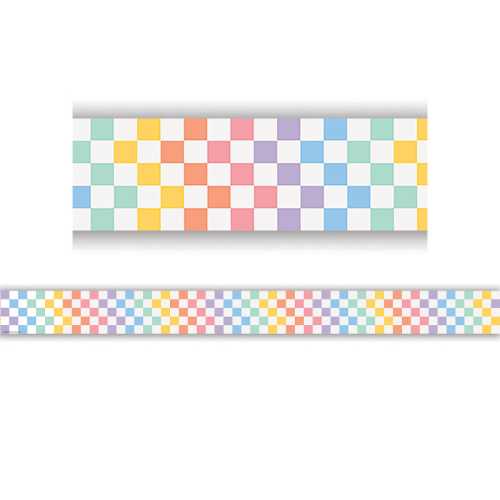 Cool for School Checkers Straight Border Trim, 35 Feet