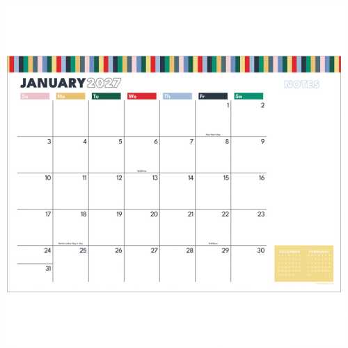 2027 Long Weekend Medium Desk Pad Calendar