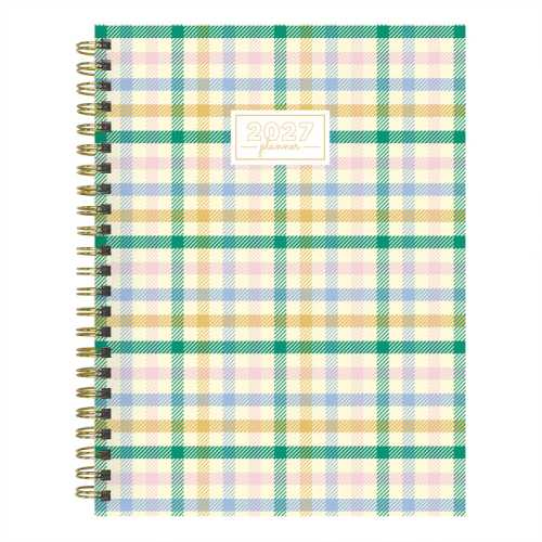2027 Pastel Plaid Medium Weekly Monthly Planner