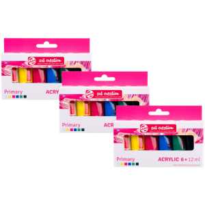 Acrylic Set, 12mL, Primary, 6 Per Set, 3 Sets