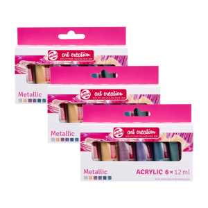 Acrylic Set, 12mL, Metallic, 6 Per Set, 3 Sets