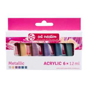 Acrylic Set, 6 x 12mL, Metallic