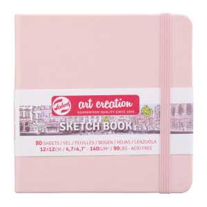 Sketchbook, 80 Sheets, 90lbs, Pastel Pink Cover, 4.7" x 4.7"