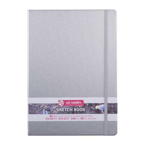 Sketchbook, 80 Sheets, 90lbs, Shiny Silver Cover, 8.3