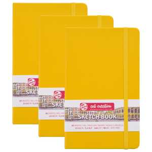 Sketchbook, 80 Sheets, 90lbs, Golden Yellow Cover, 5.1" x 8.3", Pack of 3