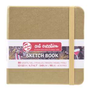 Sketchbook, 80 Sheets, 90lbs, White Gold Cover, 4.7" x 4.7"