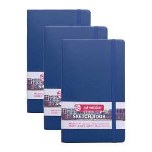 Sketchbook, 80 Sheets, 90lbs, Navy Blue Cover, 5.1" x 8.3", Pack of 3