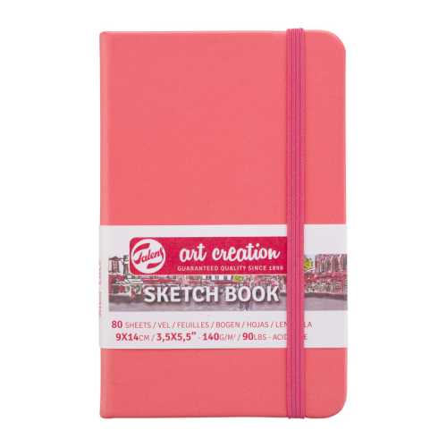 Sketchbook, 80 Sheets, 90lbs, Coral Red Cover, 3.5