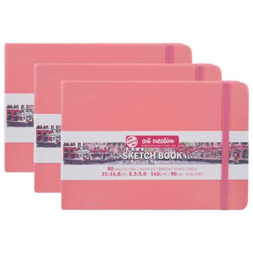 Sketchbook, 80 Sheets, 90lbs, Coral Red Cover, 8.3