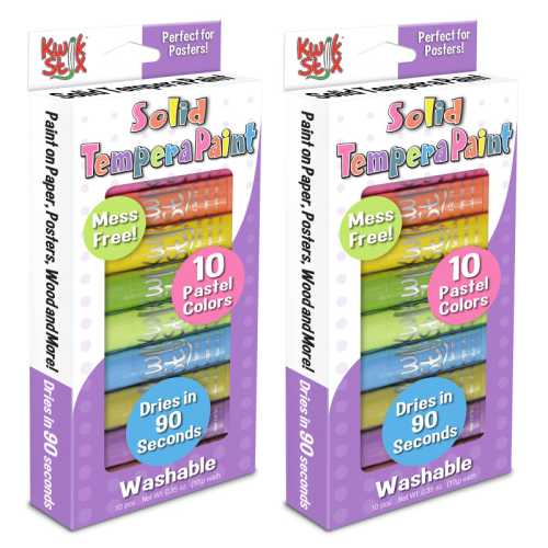 Solid Tempera Paint, Pastel Tones, 10 Per Pack, 2 Packs