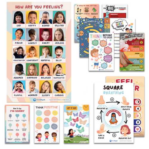 Laminated Feelings & Life Skills Posters for Kids, 11