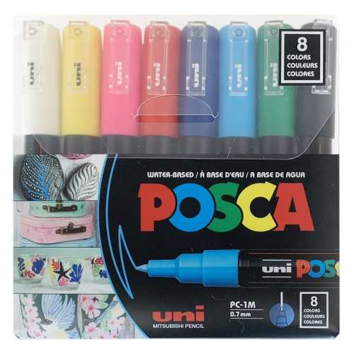 PC-1M Paint Markers, Extra Fine Bullet Tip (0.7-1.0 mm), Assorted Colors, Set of 8
