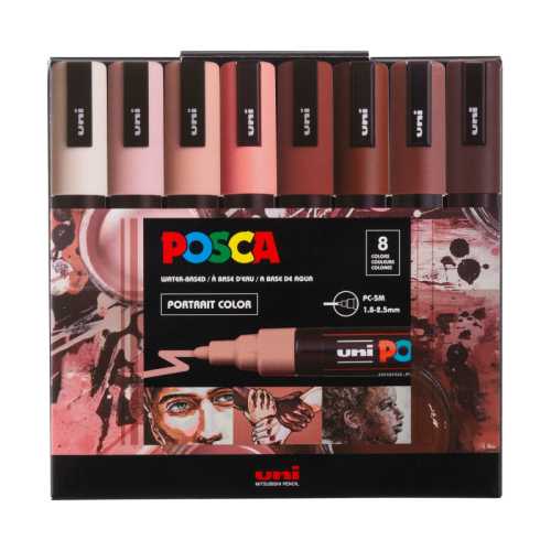 PC-5M Paint Markers, Medium Bullet Tip (1.8-2.5 mm), Portrait Colors, Set of 8
