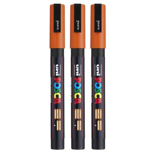 PC-3M Paint Marker, Fine Bullet Tip (0.9-1.3 mm), Orange, Pack of 3