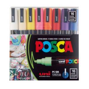 PC-5M Paint Markers, Medium Bullet Tip (1.8-2.5 mm), Assorted Colors, Set of 16