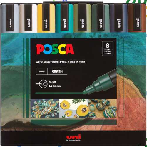 PC-5M Paint Markers, Medium Bullet Tip (1.8-2.5 mm), Earthtone Colors, Set of 8