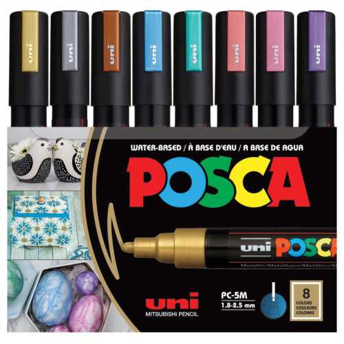 PC-5M Paint Markers, Medium Bullet Tip (1.8-2.5 mm), Metallic Colors, Set of 8