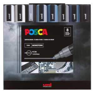 PC-5M Paint Markers, Medium Bullet Tip (1.8-2.5 mm), Monotone Colors, Set of 8