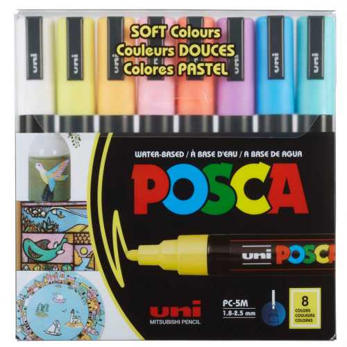 PC-5M Paint Markers, Medium Bullet Tip (1.8-2.5 mm), Soft Colors, Set of 8