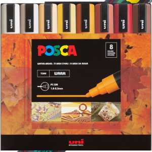 PC-5M Paint Markers, Medium Bullet Tip (1.8-2.5 mm), Warm Colors, Set of 8