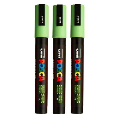 PC-5M Paint Markers, Medium Bullet Tip (1.8-2.5 mm), Apple Green, Pack of 3