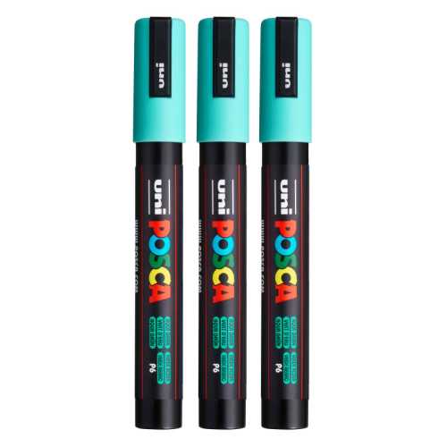 PC-5M Paint Markers, Medium Bullet Tip (1.8-2.5 mm), Aqua Green, Pack of 3