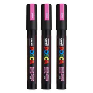 PC-5M Paint Markers, Medium Bullet Tip (1.8-2.5 mm), Fluorescent Pink, Pack of 3