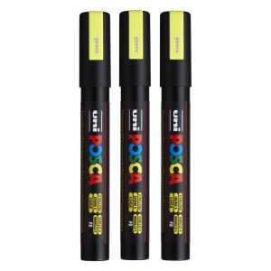 PC-5M Paint Markers, Medium Bullet Tip (1.8-2.5 mm), Fluorescent Yellow, Pack of 3