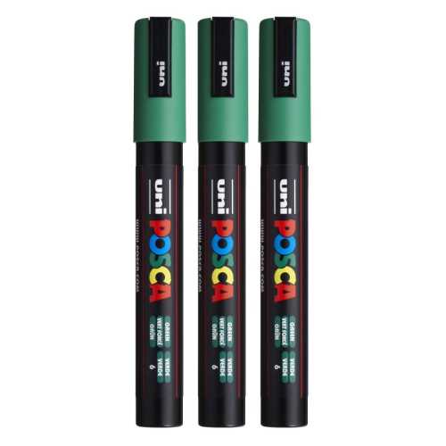PC-5M Paint Markers, Medium Bullet Tip (1.8-2.5 mm), Green, Pack of 3