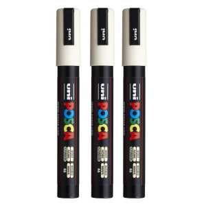 PC-5M Paint Markers, Medium Bullet Tip (1.8-2.5 mm), Ivory, Pack of 3