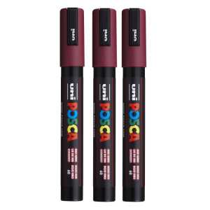 PC-5M Paint Markers, Medium Bullet Tip (1.8-2.5 mm), Red Wine, Pack of 3