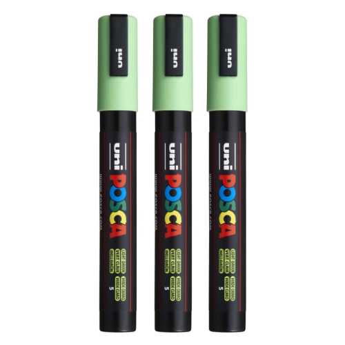 uni&reg; PC-5M Water-Based Paint Markers, Reversible Medium Tip (1.8-2.5mm), Light Green, Set of 3