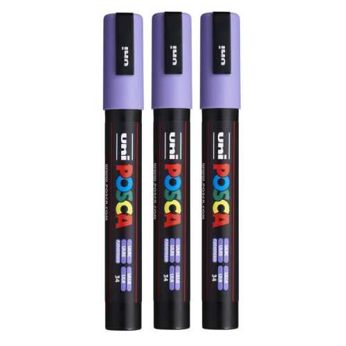 uni&reg; PC-5M Water-Based Paint Markers, Reversible Medium Tip (1.8-2.5mm), Lilac, Set of 3