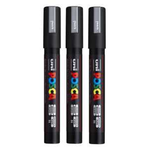 PC-5M Paint Markers, Medium Bullet Tip (1.8-2.5 mm), Silver, Pack of 3