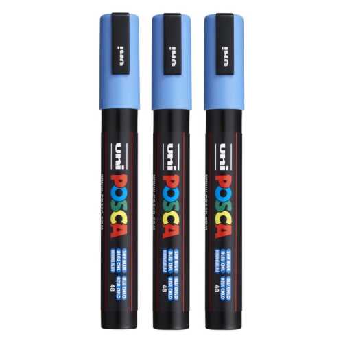 PC-5M Paint Markers, Medium Bullet Tip (1.8-2.5 mm), Sky Blue, Pack of 3