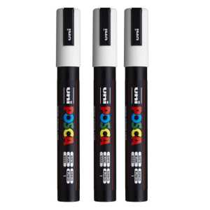 PC-5M Paint Markers, Medium Bullet Tip (1.8-2.5 mm), White, Pack of 3