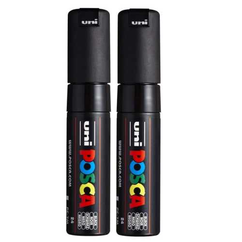 PC-7M Paint Markers, Broad Bullet Tip (4.5-5.5 mm), Black, Pack of 2