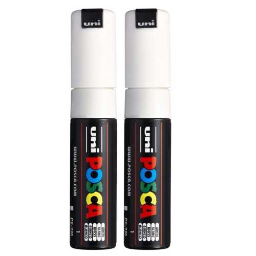 PC-7M Paint Markers, Broad Bullet Tip (4.5-5.5 mm), White, Pack of 2
