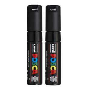 PC-8K Paint Markers, Broad Chisel Tip (8 mm), Black, Pack of 2