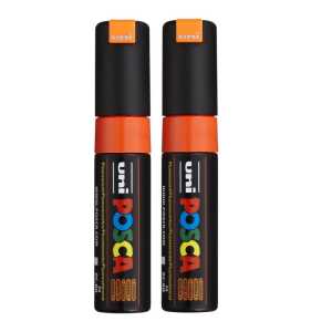 PC-8K Paint Markers, Broad Chisel Tip (8 mm), Fluorescent Orange, Pack of 2