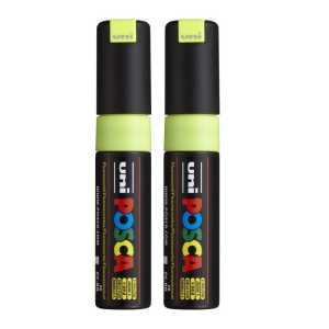 PC-8K Paint Markers, Broad Chisel Tip (8 mm), Fluorescent Yellow, Pack of 2