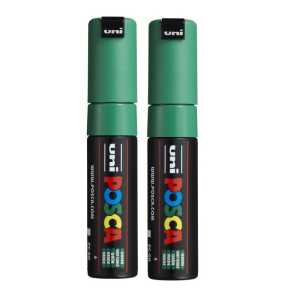 PC-8K Paint Markers, Broad Chisel Tip (8 mm), Green, Pack of 2
