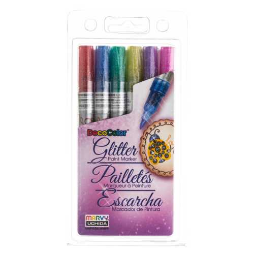 DecoColor&reg; Paint Markers, Glitter Colors, Set of 6
