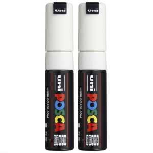 PC-8K Paint Markers, Broad Chisel Tip (8 mm), White, Pack of 2