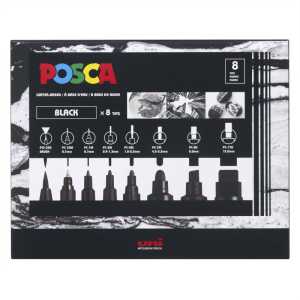 PC-Mix Paint Markers, Assorted Sizes, Black, Set of 8