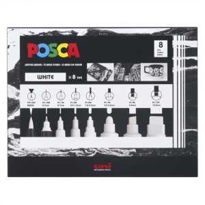 PC-Mix Paint Markers, Assorted Sizes, White, Set of 8