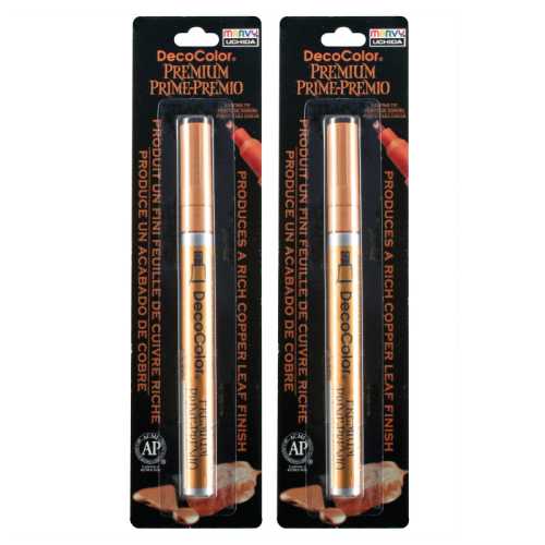 DecoColor&reg; Premium Paint Marker, 250-S, Leafing Tip, Copper, Set of 2